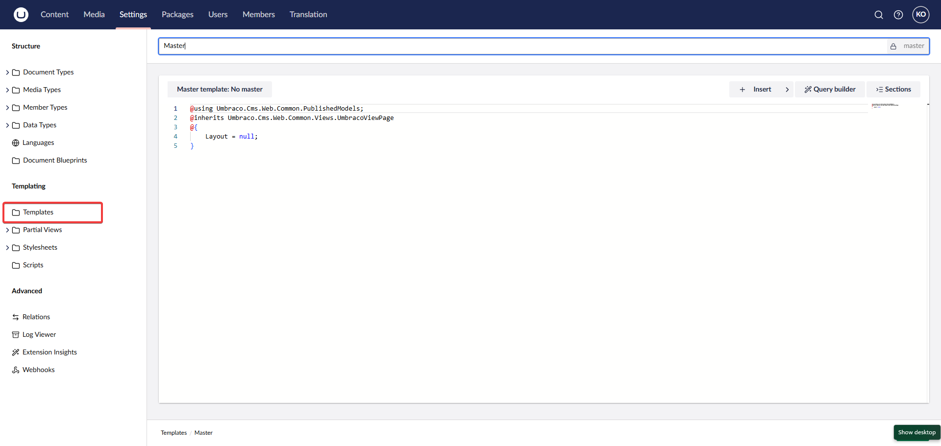Create Master layout