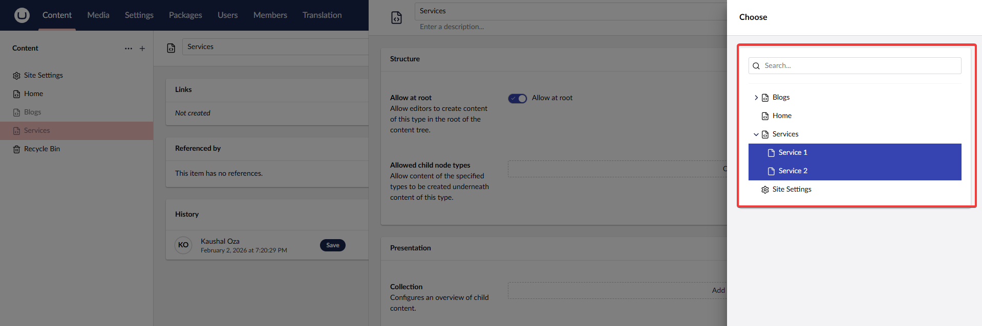 Select the appropriate child node types